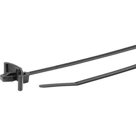 HellermannTyton 126-00417 T18RSF-PA66UV-BK Serre-câble 100 mm 2.50 mm noir avec pied ancre, stabilis
