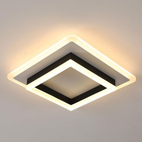 Plafonnier LED Carré - 1 Unité - Acrylique Et Aluminium - 30W 3000K - Salon Chambre Couloir - 30 cm (1/5)