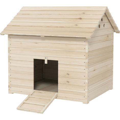Abri pour canards maison pour canards avec toit ouvrant ventilation et porte-rampe 100 x 82,5 x 91 cm bois naturel