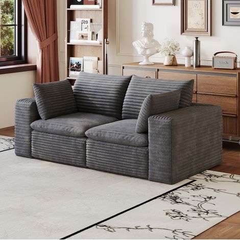 Sofá modular 180 cm gris oscuro en tela suave con acolchado extraíble y soporte integral de espuma (1/5)