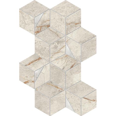 Mosaïque effet Marbre Blanc Himalaya Hexa 40,3x23,3x0,9 cm Brillant Sorvella - Mur intérieur (vendu par carton de 0,56339 m²) - RO'MA CARRELAGE (1/2)