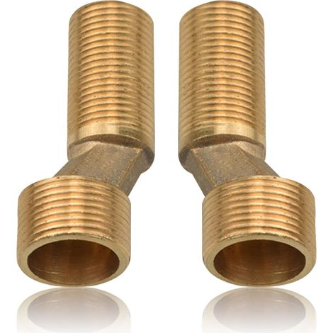Lot de 2 adaptateurs S pour robinet de douche, filetage extérieur 3/4" vers 1/2" en laiton, raccord en S, décalé de 8 mm, longueur 75 mm, raccord de bras pivotant réglable, excentrique pour (1/5)