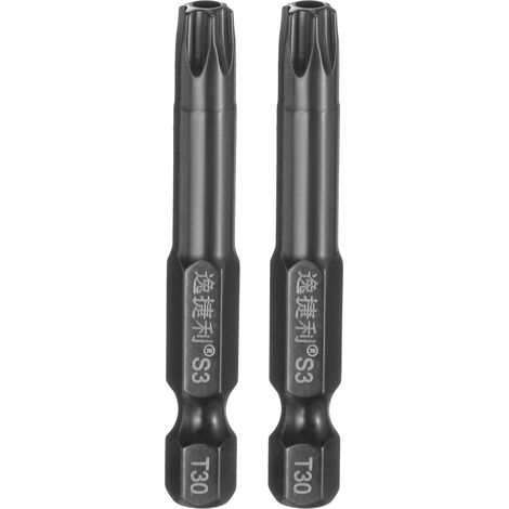 2pcs Embout Tournevis Sécurité Torx T30 Tige Hexagonale 1/4" (1/5)