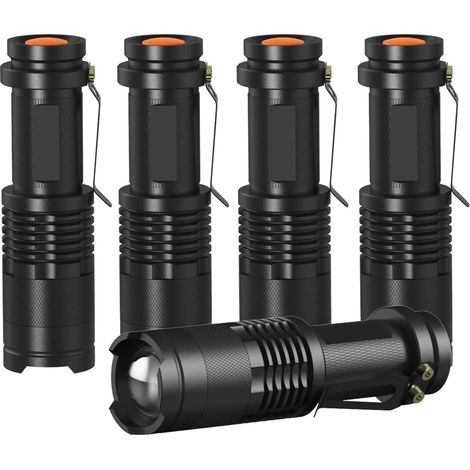 Mini-LED-Taschenlampen, Stiftgröße, 5er-Pack, ultrahelle, tragbare Taschenlampen, einstellbarer Fokus, kompakt und leicht zu transportieren, ideal für Camping, Radfahren, Wandern und Notfälle – Ziguan