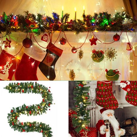 TolleTour LED-Weihnachtsgirlande 5 m mit 100 warmweißen LEDs und Baumschmuck (1/5)