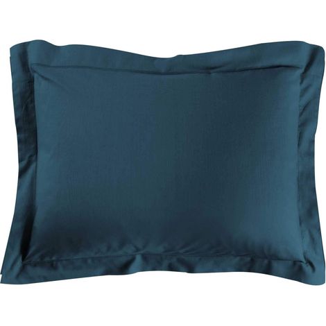 Taie d'oreiller 50 x 70 cm uni 57 fils lina  +point bourdon Bleu