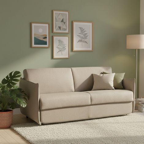 Dmora - Sofá cama 2 plazas Pamela, Sofá convertible para salón, acolchado, desenfundable, calidad 100% Made in Italy, 180x95 h90 cm, Tórtola (1/5)