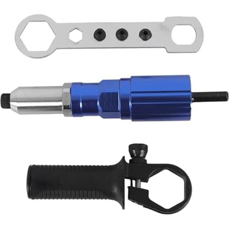 Adaptateur pour riveteuse électrique à écrou Pop, mandrin de perceuse sans Fil, Outil d'insertion d'écrou, kit d'adaptateur pour riveteuse, Accessoire pour Machine électrique (Bleu) (1/5)