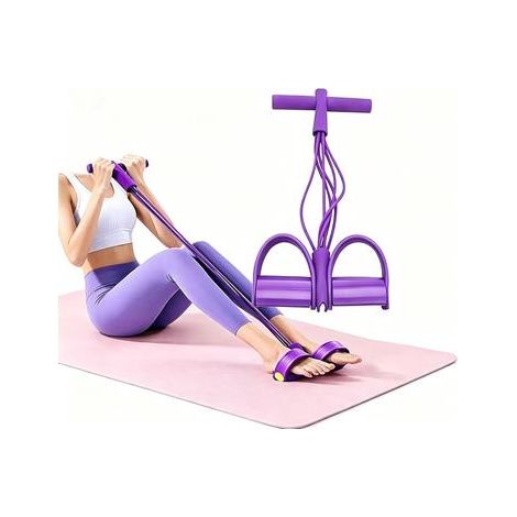 Multifunctional Tension Rope Elastic Yoga Pedal Puller Tension Reducer Abdominal Training Equipment Unisex Workout Pink Resistance Rope One Size (1/5)