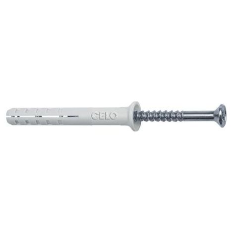 Cheville à frapper nylon NPC 6-60 avec collerette fraisée + vis à tête fraisée zinguée - Boite de 50 - CELO - 9660NPC (1/4)