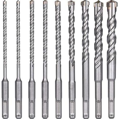 Betonbohrer, 9 Stück (5 mm – 16 x 160 mm), Fliesenbohrer, SDS-Plus-Elektrohammerbohrer für Bohrhammer, Kreuzbohrer für Beton, Ziegel, Stein, Natur, Metall