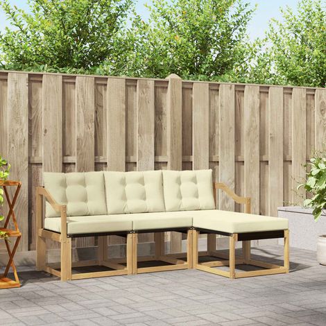 vidaXL Set di divani da esterno 4 pz Bianco e Crema