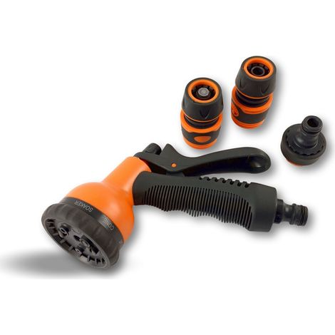 Pistolet de pulvérisation 8 modes d’arrosage Connecteur tuyau par tétine - A l'unité - Type douche + accessoires (1/5)