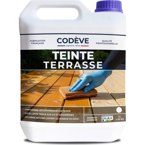 Teinte Terrasse Bois - 5 L - Codeve Bois - Chêne - Pour Teinter Un Bord De Piscine, Terrasse Ou Caillebotis En Bois. (1/3)