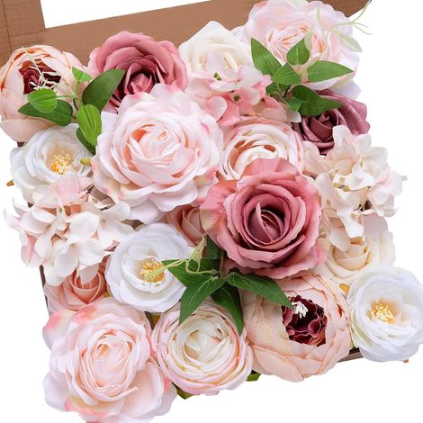 12 Fleurs artificielles, roses en mousse et soie, latex souple, pour bouquets de mariage, centres de table, décoration maison (1/5)