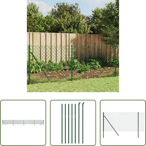 vidaXL Clôture en acier galvanisé - Clôture en mailles de chaîne vert 1x10 m (1/5)