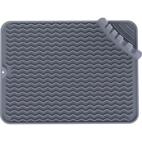 Tapis en caoutchouc silicone résistant à la chaleur, antidérapant, surface texturée (gris)
