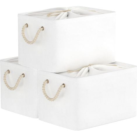 Lot de 3 Panier Rangement,Blanc Boîte de Rangement,33x23x20cm (1/5)