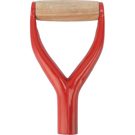 Pelle à manche en forme de Y, diamètre intérieur de 12,22 pouces, pelle de rechange avec manche en bois pour creuser dans le jardin, outil de ratissage rouge. (1/5)