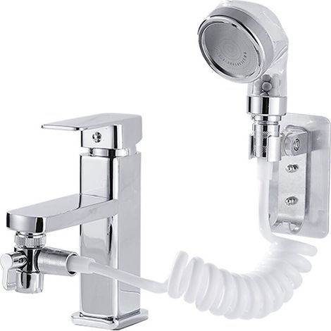 CSPARKV Ensemble de Pommeau de Douche Externe pour Lavabo,Pommeau de Douche à Tube Télescopique de 1.5m Avec Trois Modes,pour se Laver les Cheveux ou Nettoyer L'évier Nettoyer les Toilettes (sans robi (1/5)