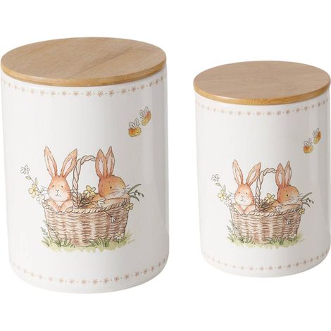 Küchenbehälter aus Keramik CHARMY, Hasenmuster, 2er-Set