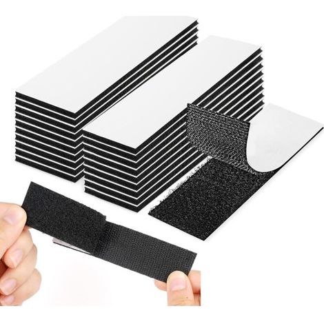 Doppelseitige Kratzklebestreifen, extra starker Klebstoff (Schwarz, 20 mm x 100 mm - 20 Stück) (1/5)
