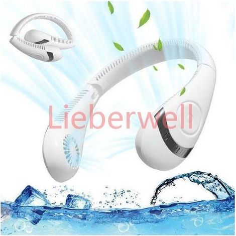 3000mAh Rechargeable Bladeless Neck Fan, Portable Fan with 3 Speeds, 360° Airflow, White, for Travel and Outdoor Cooling (1/4)