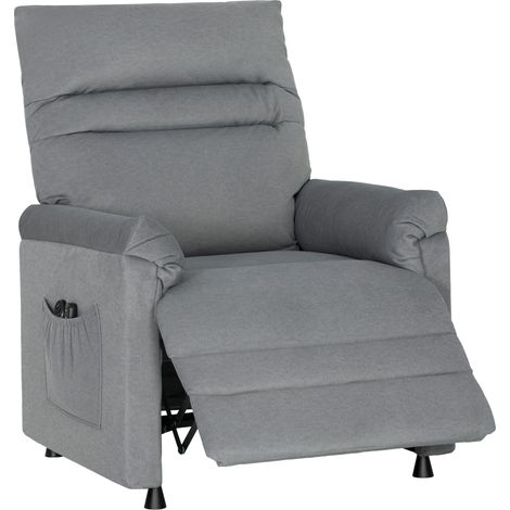 Bequemer Sessel mit 8 Massagepunkten und 5 Programmen, Fußstütze, Heizung, Samtbezug, grau