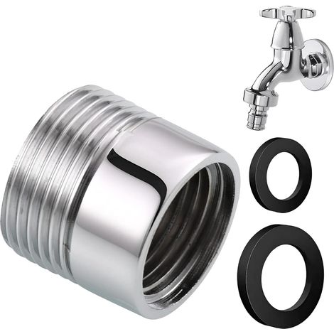 Adaptateur de Filetage de Tuyau 1/2" IG vers 3/4", Adaptateur de Robinet, Raccord de Tuyau D'arrosage en Laiton, Pour Tuyau de Machine à Laver, Lave Vaisselle, Jardin (1/5)
