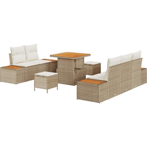 Garden Sofa Set 8 pcs 7-Seater Beige and Cream vidaXL (1/5)