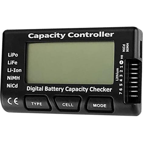 Digital battery capacity tester, voltage tester with LCD screen, for Li-ion, NiMH, NiCd, RC, LiPo, LiFe batteries (1/5)