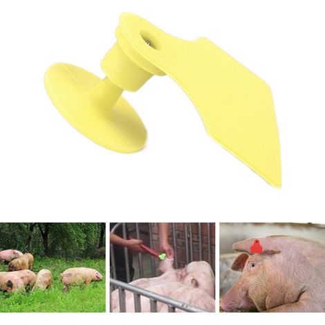 100er-Sets/Verkauf von speziellen Ohrmarken für Nutztiere, leere Anti-Fall-Ohrmarken für Sauen und Schweine (gelb). (1/5)