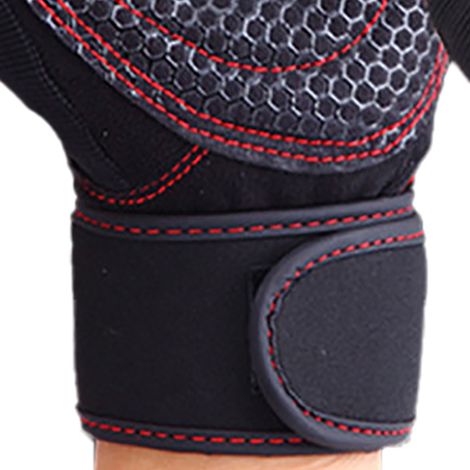 Fitnesshandschuhe, rutschfest, atmungsaktiv, fingerlos, Unisex, Sporthandschuhe mit Handgelenkschlaufe, Gewichtheben, Fitnessstudiohandschuhe, rot. (1/4)
