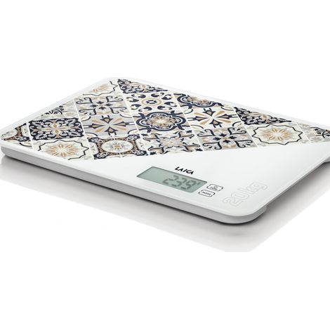 Laica KS5021N Bilancia Da Cucina Elettronica Maiolica Beige - Vetro Temperato - Display LCD - Funzione Tara - 5 Kg / 1 G