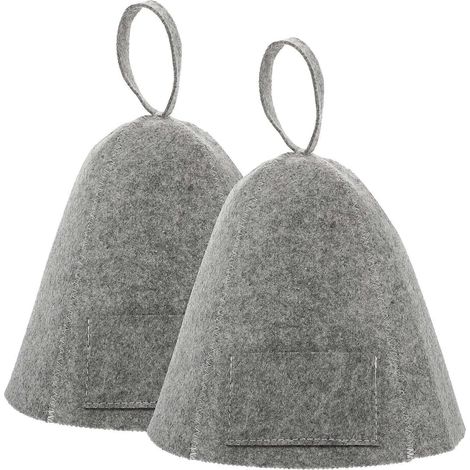 Ensemble de voyage 2 pièces pour femme : chapeau de sauna viking, chapeau de sauna en laine, bonnet banya-32.00X24.00X0.50CM-Grey (1/4)