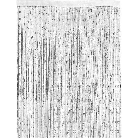 Rideau de porte à fils avec pompons simples pour moustiquaire 100 x 200 cm protection anti-mouches nouveau modèle 2026-100x200cm-Blanc
