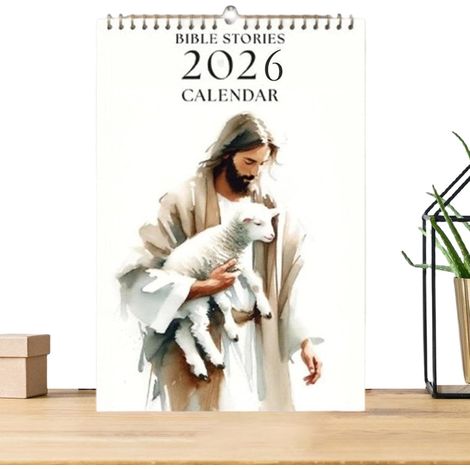 Calendar 2026 Monthly Calendar Bible Stories 2026 Inspirational Christian Calendar Art Decoration Religious House for Bedroom Living Room Church (1/5)