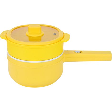 Casserole électrique multifonction, couvercle transparent intelligent, mini cuiseur pour dortoir cuisine, jaune avec boîte vapeur 23,5x6cm (1/5)