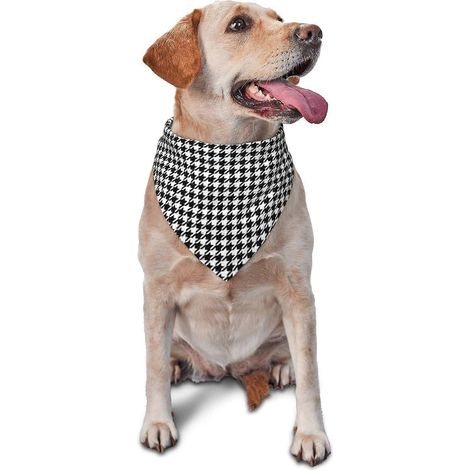 Bandana réversible Halloween motif pied‑de‑poule, ajustable petit‑moyen chien (1/5)