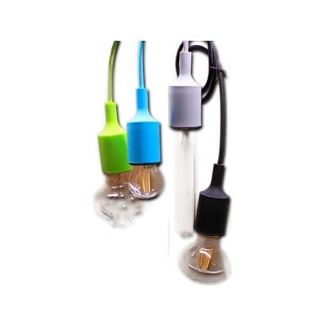 Plafonnier design en silicone vert et fil tissé douille E27 (1/3)
