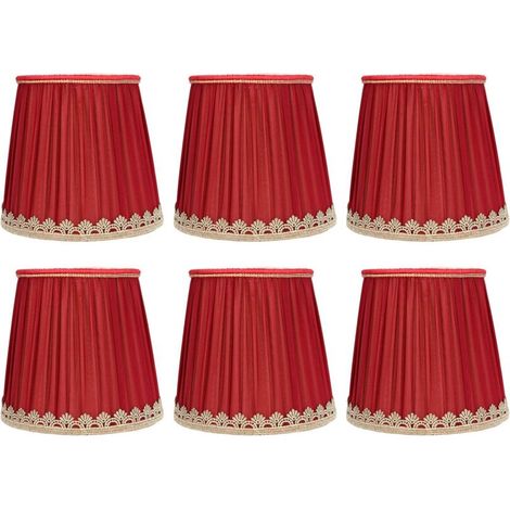 Abat-jour, petit abat-jour tissu vin rouge bord doré abat-jour pour applique murale lustre de table E14 (1/5)