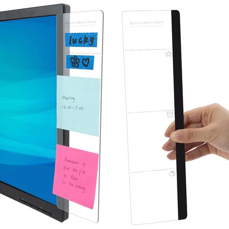 Panneau Mémo Pour Moniteurs,Moniteur Support De Note Collante,2 Pièces Cartes Mémo Moniteur,Panneau De Message De Moniteur D'ordinateur,Multifonction Monitor Memo Board Panneau Latéral Transparent (1/5)