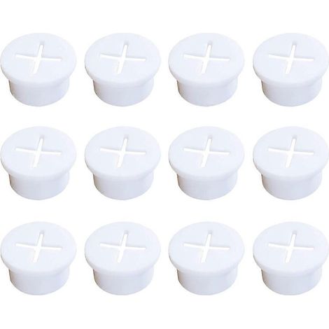 Lot de 12 passe-câbles pour meubles de bureau, organisateurs de câbles pour la maison-2.40X2.40X1.20CM-White (1/4)