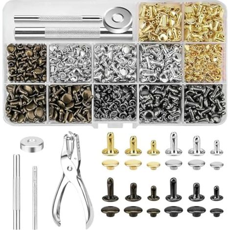 Rivets pour Cuir 480 Pièces – 3 Tailles Différentes pour Création DIY, Maroquinerie, Accessoires et Artisanat en Cuir (1/5)