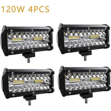 Barre lumineuse de travail LED 4/2 pièces 12-24 V, phares LED, projecteurs antibrouillard à diode pour quad, tracteur, moto, accessoires tout-terrain, 4 x 4120 W, 4 pièces (1/5)