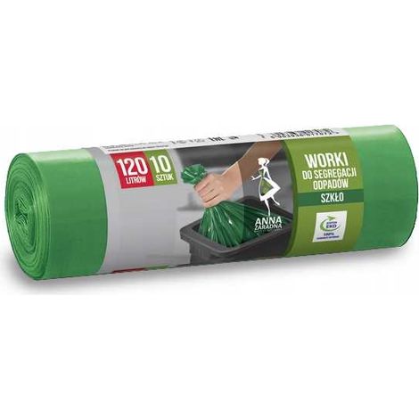 Bolsas de separación de residuos AZ para vidrio, 120 L, 10 unidades, color verde. (1/4)