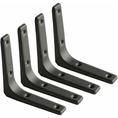 équerre étagère Murale, équerre Métal Mat Noir, Support étagère Métal pour Déco Cusine, équerre Charge Lourde, 100mm100mm, 4pcs (1/4)