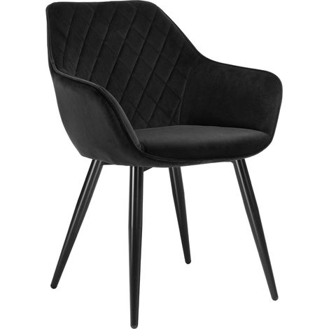 WOLTU dining chairs Kitchen chairs Velvet Padded Seat chairs Arms Counter Lounge Black (1/5)