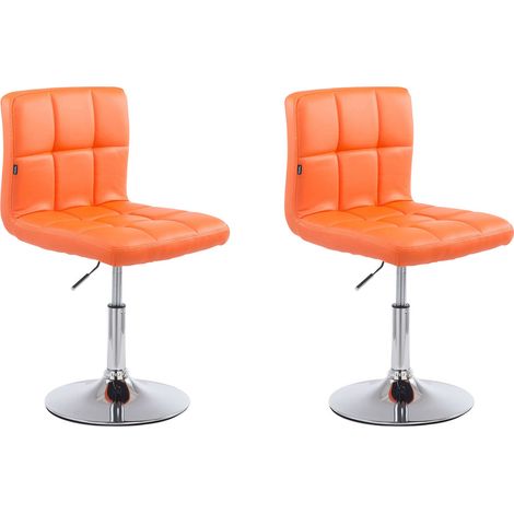 Juego de 2 sillas de comedor de estilo y diseño moderno en sintético naranja, regulables en altura, patas metálicas giratorias 10CDS10090 (1/5)