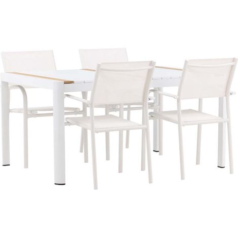 Togo Gartenset Tisch 90x150cm weiß, 4 Stühle Santorini weiß.